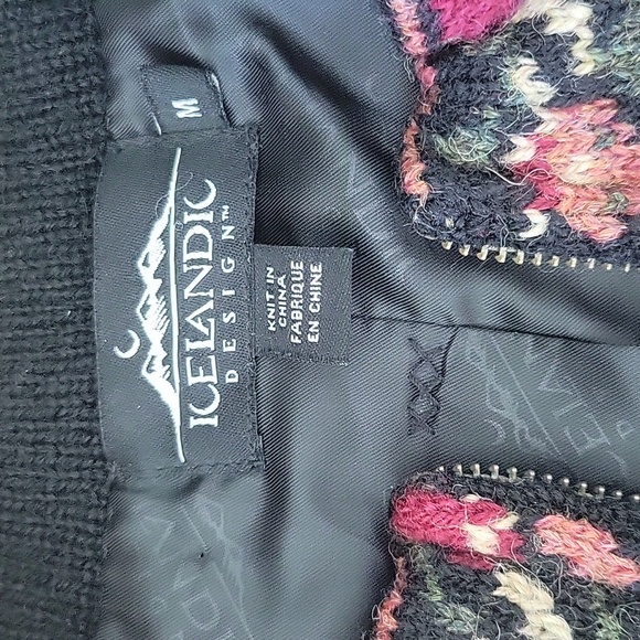 Icelandic Design Vintage Wool Floral Embroidered Olive Zip Front Jacket Size M - Picture 11 of 15
